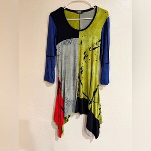 Art of Cloth Lagenlook Asymmetrical Hem Tunic Top size S
